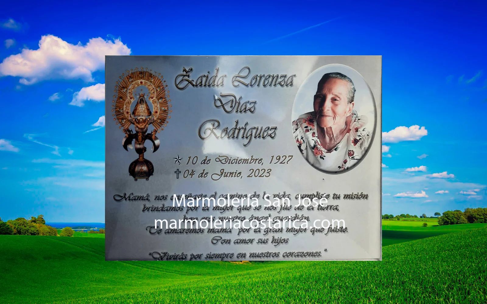Placa cerámica personalizada para lápida en Costa Rica
